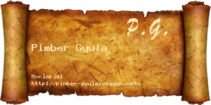 Pimber Gyula névjegykártya